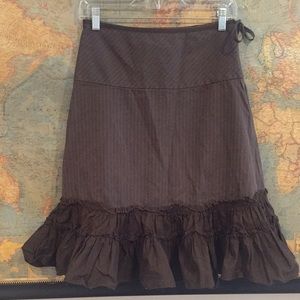 Zara Suiting striped skirt with hem ruffle